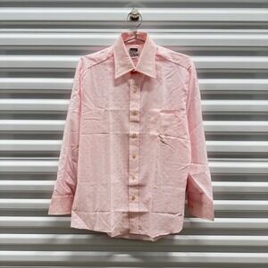 70s Montgomery Ward Mens Pink Patterned Button Down Dress Shirt Size 15 1/2